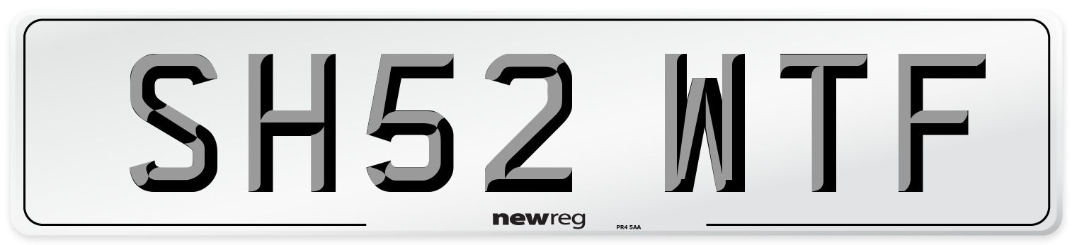 SH52 WTF Number Plate from New Reg